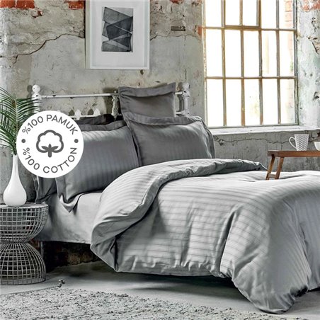 Back To Basic Grey Duvet Cover Set Queen Size - Queen Size | Enplus Home