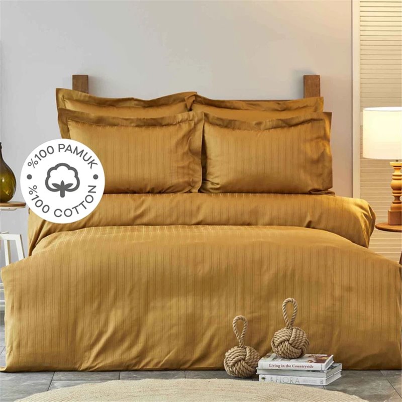 Charm Bold Mustard Saten Duvet Cover Set Queen Size - Queen Size