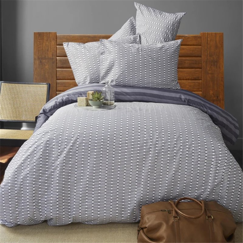 NAU FUNEN GREY DUVET COVER SET QUEEN SIZE - QUEEN SIZE