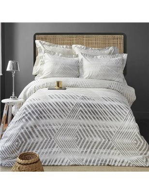 Nau Northern Off White - Navy Blue Percale Duvet Cover Set Queen Size - Queen Size | Enplus Home