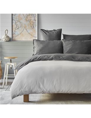 NAU PRUVA ANTHRACITE/GREY DF DUVET COVER SET QUEEN SIZE - QUEEN SIZE