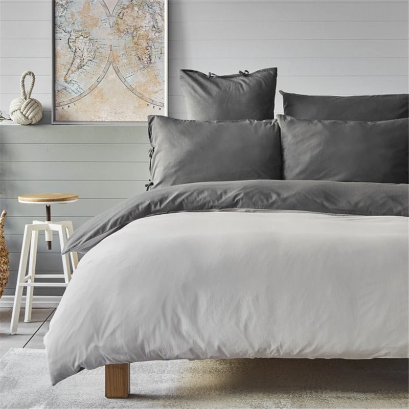 Nau Pruva Anthracite/Grey Df Duvet Cover Set Queen Size - Queen Size