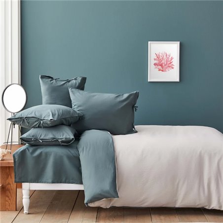 Nau Pruva Grey/Navy Blue Df Duvet Cover Set Queen Size - Queen Size | Enplus Home