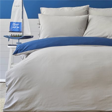 NAU PRUVA GREY/NAVY BLUE DF DUVET COVER SET QUEEN SIZE - QUEEN SIZE