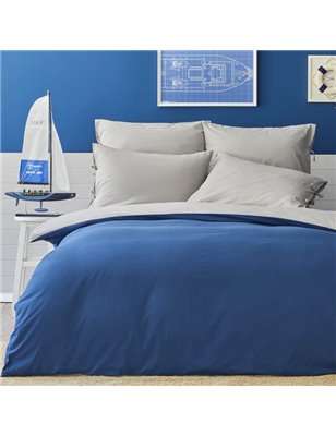 NAU PRUVA GREY/NAVY BLUE DF DUVET COVER SET QUEEN SIZE - QUEEN SIZE