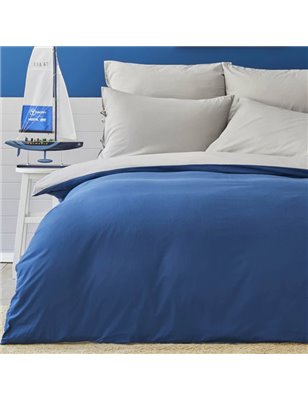 NAU PRUVA GREY/NAVY BLUE DF DUVET COVER SET QUEEN SIZE - QUEEN SIZE