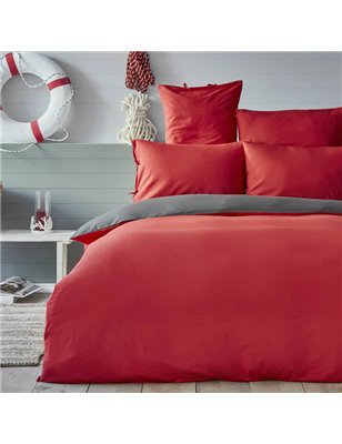 NAU PRUVA RED/ANTHRACITE DUVET COVER SET QUEEN SIZE - QUEEN SIZE