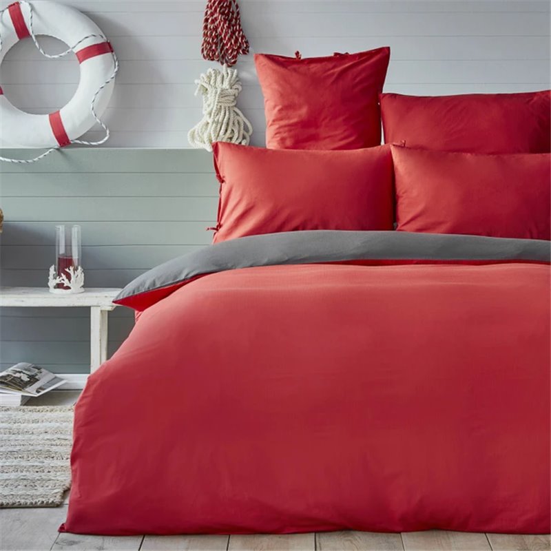 Nau Pruva Red/Anthracite Duvet Cover Set Queen Size - Queen Size