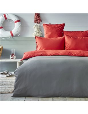 NAU PRUVA RED/ANTHRACITE DUVET COVER SET QUEEN SIZE - QUEEN SIZE