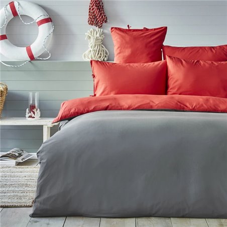 Nau Pruva Red/Anthracite Duvet Cover Set Queen Size - Queen Size