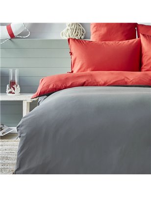 Nau Pruva Red/Anthracite Duvet Cover Set Queen Size - Queen Size | Enplus Home