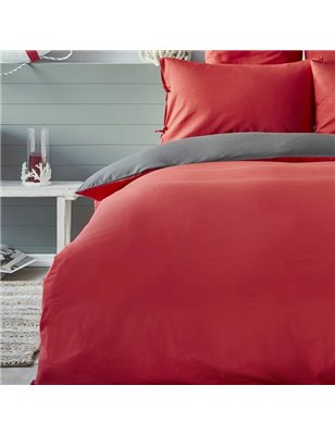 Nau Pruva Red/Anthracite Duvet Cover Set Queen Size - Queen Size | Enplus Home