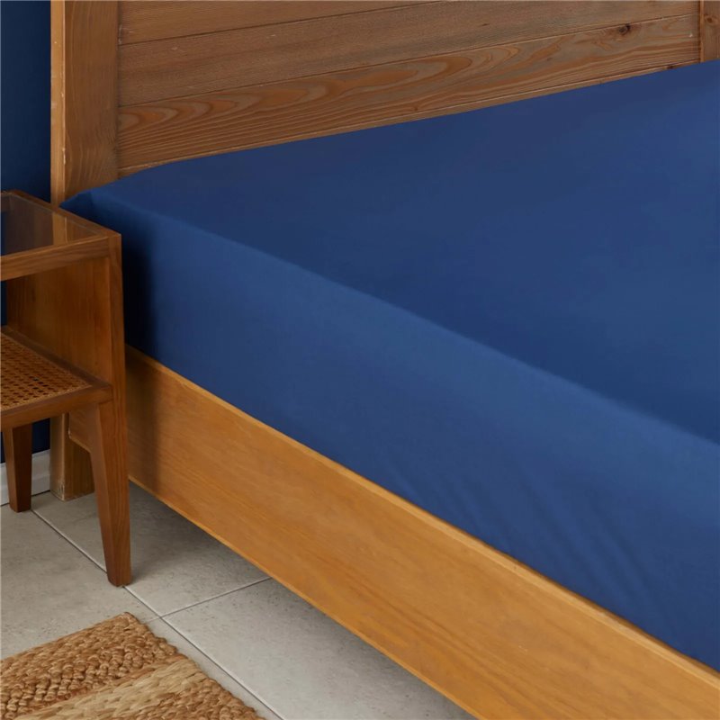 Nau Navy Blue Sheet Queen Size Fitted (160X200+30) - Queen Size