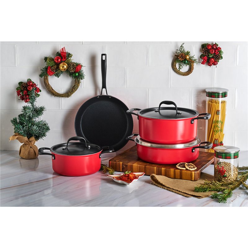 KARACA BIO DIAMOND PRO JAPANESE RED 7 PCS COOKWARE SET