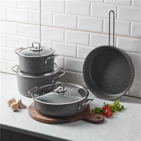 KARACA BIOGRANIT STEEL PLUS 7 PCS COOKWARE SET GREY