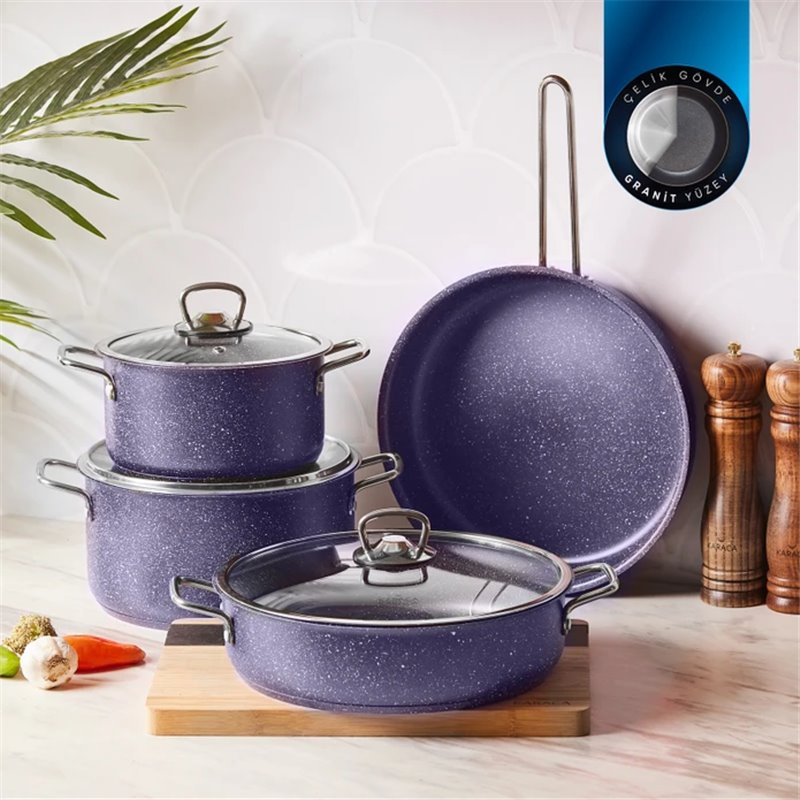 Karaca Biogranit Steel Plus 7 Pcs Cookware Set Mor