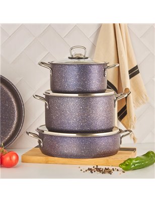 Karaca Biogranit Steel Plus 7 Pcs Cookware Set Mor | Enplus Home