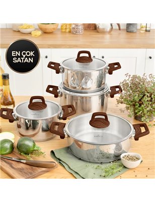 KARACA SILVA 8 PCS STEEL COOKWARE SET