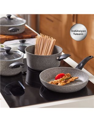 KARACA BIOGRANIT GREY V1 7 PCS COOKWARE SET IND