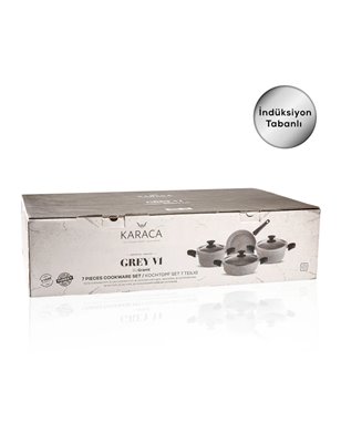 KARACA BIOGRANIT GREY V1 7 PCS COOKWARE SET IND