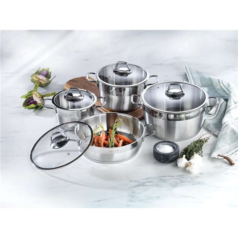 SCHAFER VALS STEEL COOKWARE SET-8 PCS.-INOX