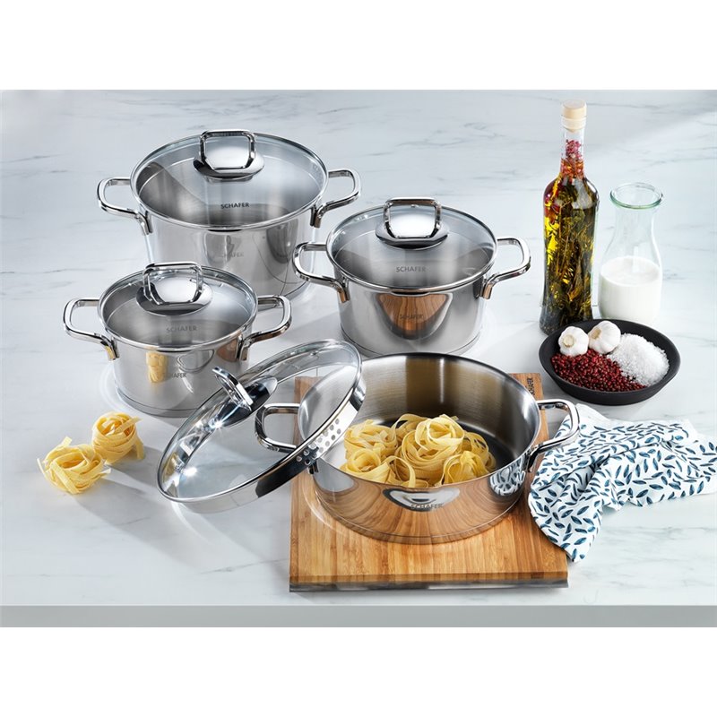 Schafer Stahl Steel Cookware Set- 8 Pcs.-Inox