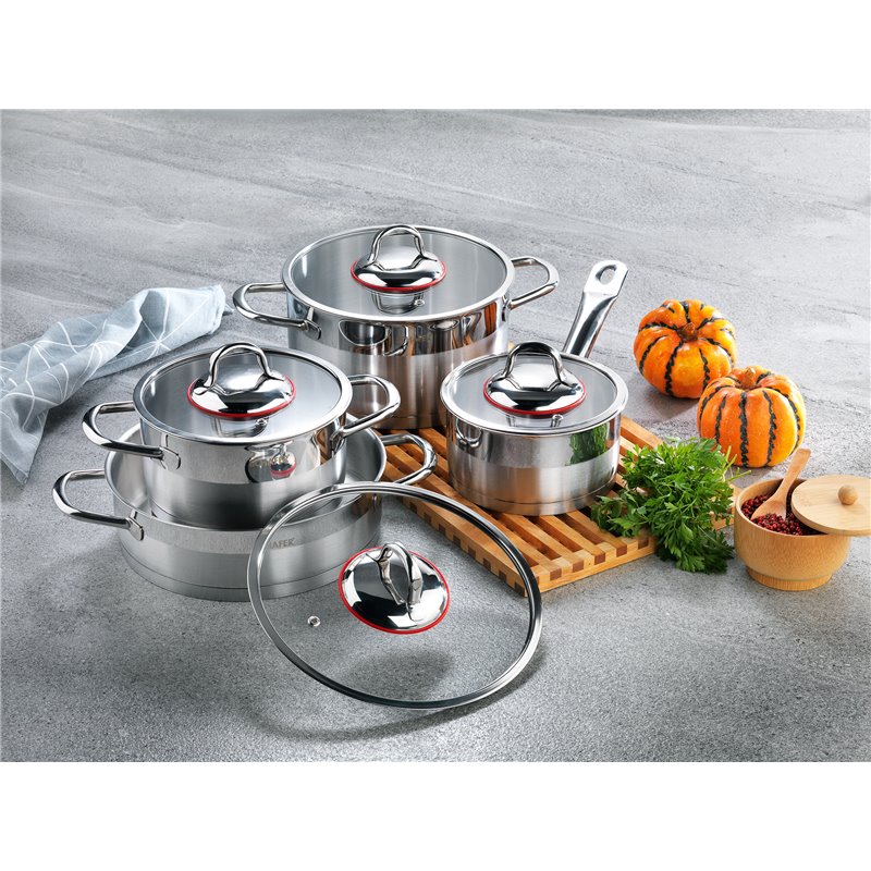 Schafer Krista Steel Cookware Set-8 Pcs.-Inox