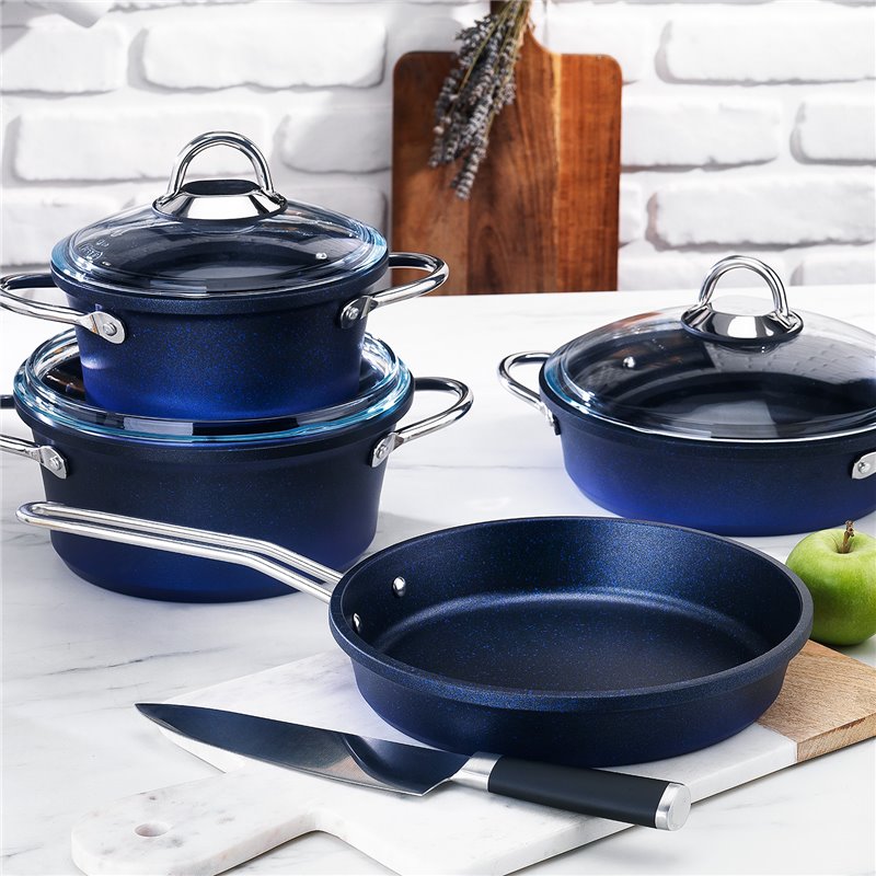 Schafer Husky Casting Pot Set-7 Pcs.-Navy Blue