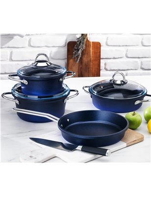 Schafer Husky Casting Pot Set-7 Pcs.-Navy Blue | Enplus Home