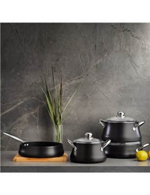 Schafer Ottowa Non Stick Pot Set-7 Pcs.-Black