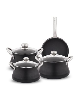 SCHAFER OTTOWA NON STICK POT  SET-7 PCS.-BLACK