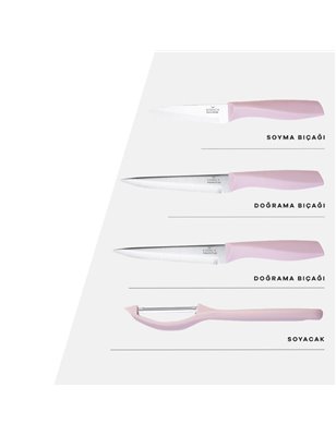 Karaca Pink Peel 4 Parca Bicak Set | Enplus Home