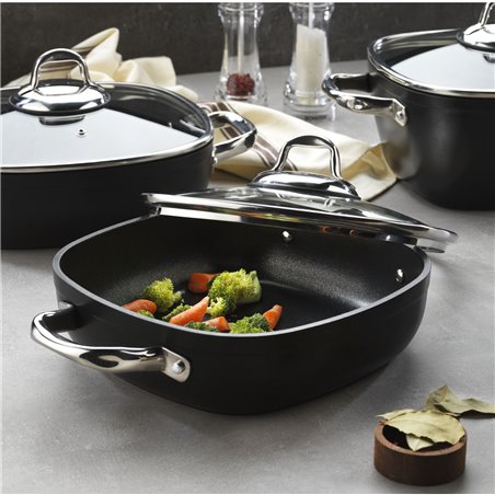 SCHAFER GASTRONOMIE MASTER GRANITE SHALLOW POT-24CM-2 PCS.-BLACK