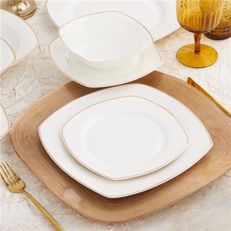 Karaca Adelia 24 Pcs Gold Yarim Kare Dinnerware Set