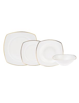 Karaca Adelia 24 Pcs Gold Yarim Kare Dinnerware Set | Enplus Home