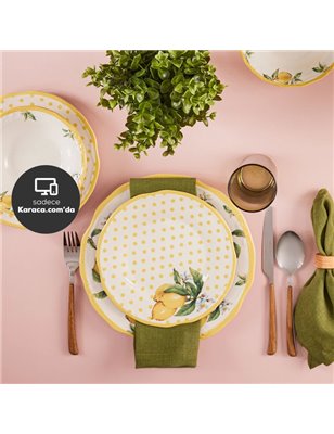 Karaca Puantiyeli Limon 24 Pcs 6 Kisilik Dinnerware Set | Enplus Home