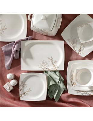 Karaca Autumn Cream 60 Pcs Dinnerware Set Kare