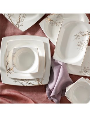 Karaca Autumn Cream 60 Pcs Dinnerware Set Kare | Enplus Home