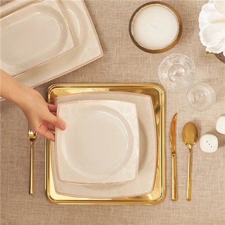 Karaca Raisa Cream 60 Pcs Dinnerware Set Kare