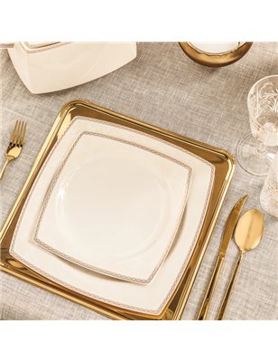 Karaca Raisa Cream 60 Pcs Dinnerware Set Kare | Enplus Home