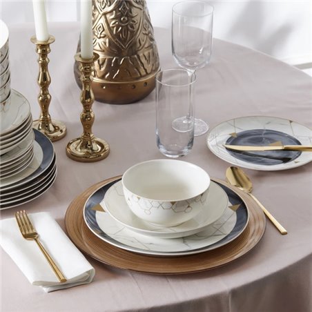 Karaca Adelia 24 Pcs Gold Yarim Kare Dinnerware Set | Enplus Home