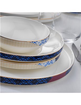 Schafer Adel Motif Dinner Set - 60 Pcs.-Silver | Enplus Home