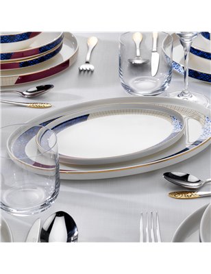 Schafer Adel Motif Dinner Set - 60 Pcs.-Silver | Enplus Home