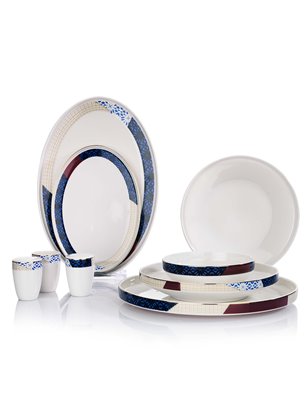 Schafer Adel Motif Dinner Set - 60 Pcs.-Silver | Enplus Home