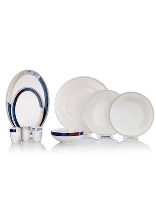 Schafer Adel Motif Dinner Set - 60 Pcs.-Silver | Enplus Home