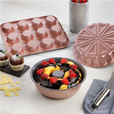 SCHAFER ARIANA FLORAL CAKE MOLD SET-3 PCS.-GREY