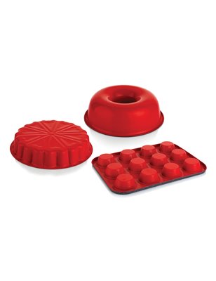 Schafer Ariana Floral Cake Mold Set-3 Pcs.-Red | Enplus Home