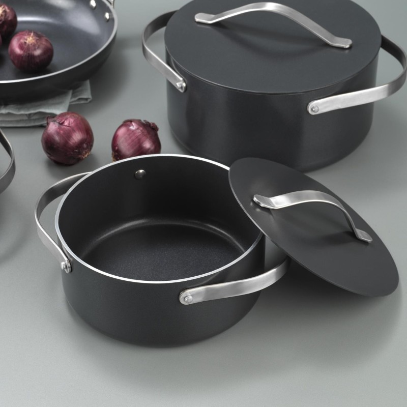 Schafer Dark Milard Non Stick Cookware Set - IND- 7 Pcs -Black