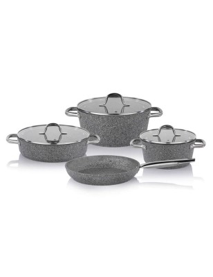 Schafer Millard Non Stick Cookware Set - İnd-7 Piece-Grey