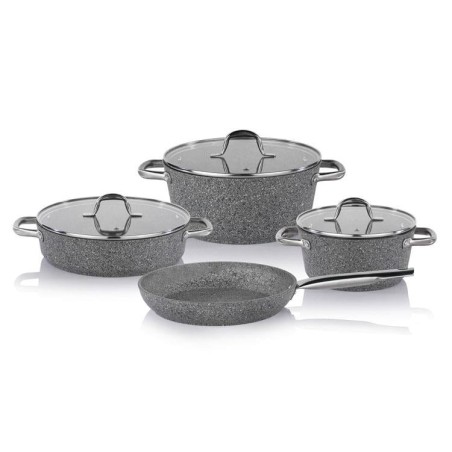 Schafer Millard Non Stick Cookware Set - İnd-7 Piece-Grey